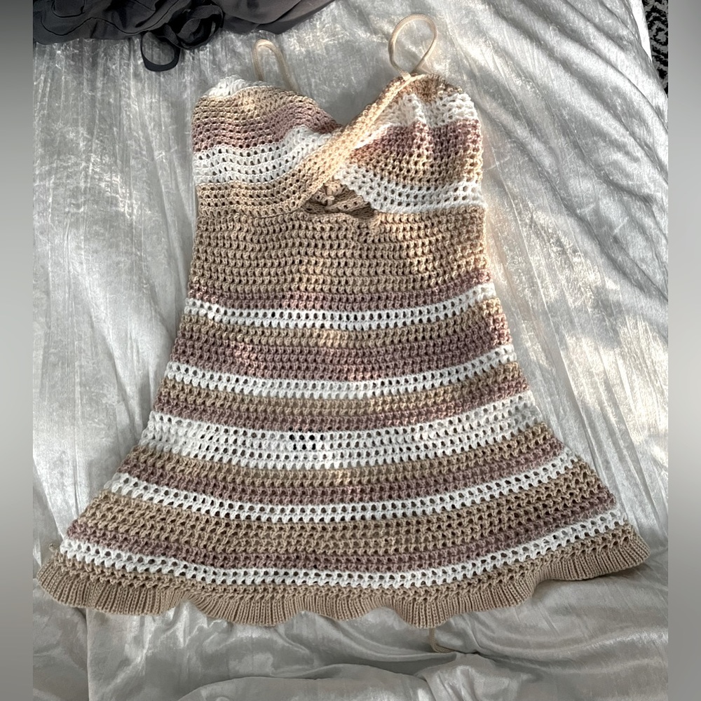 Womens Crochet Cutout Detail Top